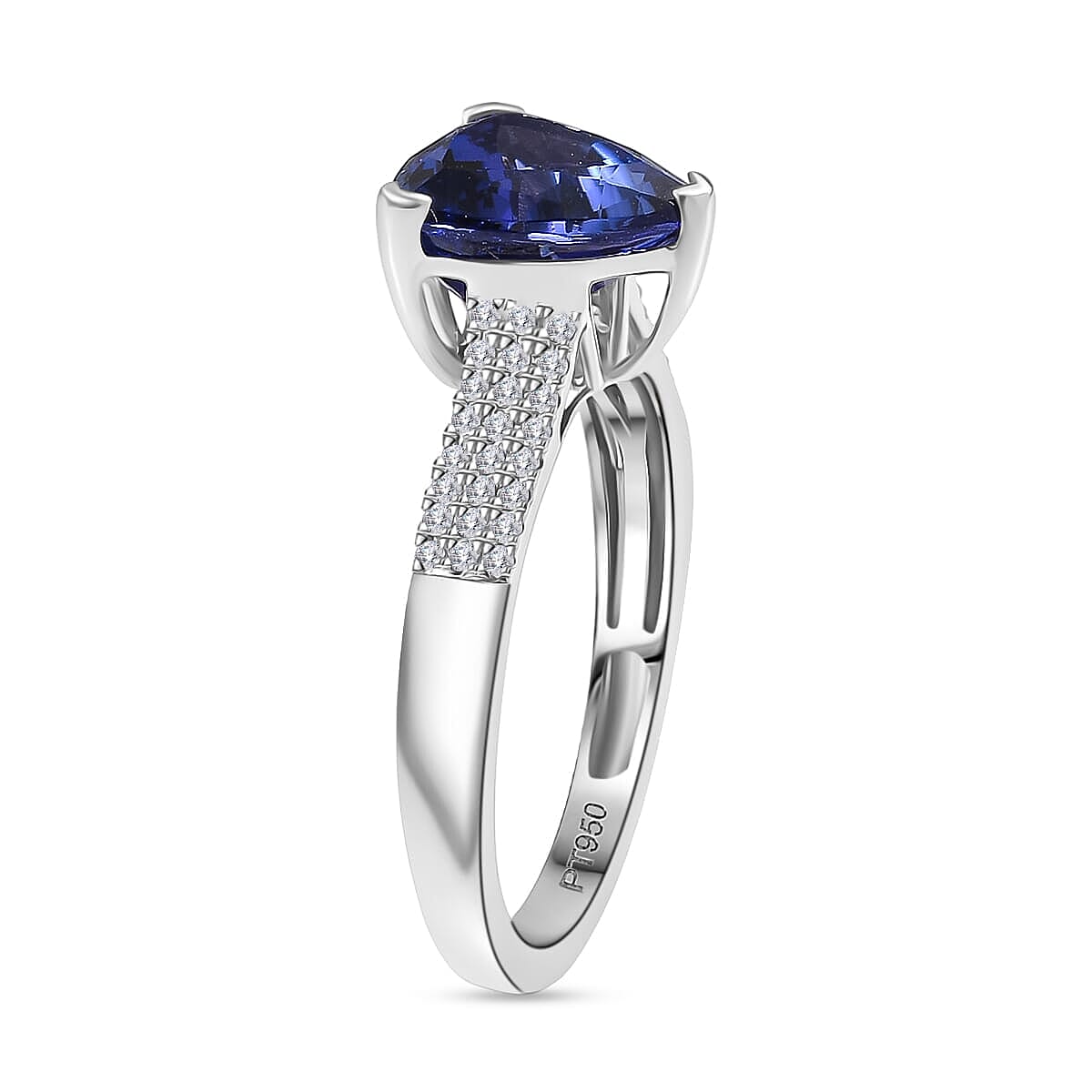 Rhapsody 950 Platinum AAAA Tanzanite White Diamond VS-EF Main Stone With Side Stone Ring, Platinum Wt.6 Gms  4.160  Ct.