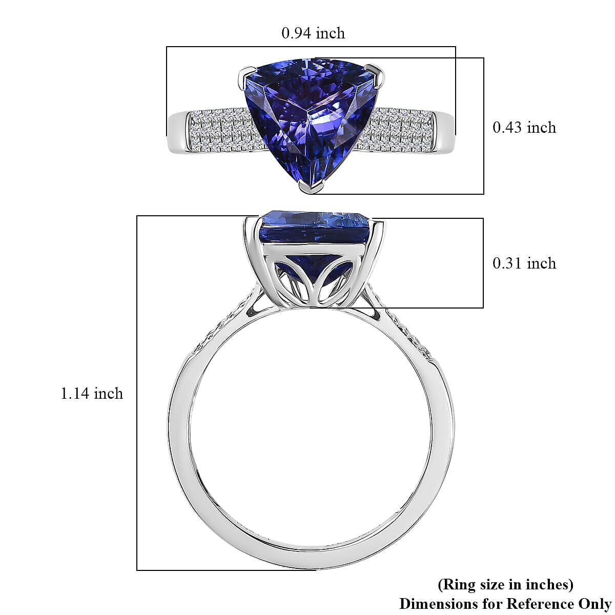 Rhapsody 950 Platinum AAAA Tanzanite White Diamond VS-EF Main Stone With Side Stone Ring, Platinum Wt.6 Gms  4.160  Ct.
