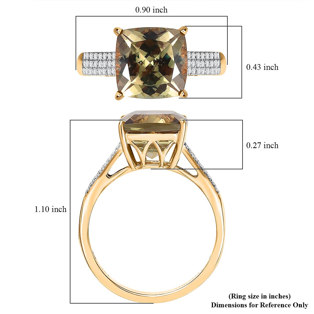 Rhapsody 14K Yellow Gold AAA Turkizite, White Diamond I2 Main Stone With Side Stone Ring, Gold Wt.3.5 Gms 6.035 Ct. Rhapsody 14K Yellow Gold AAA Turkizite, White Diamond I2 Main Stone With Side Stone Ring, Gold Wt.3.5 Gms 6.035 Ct.