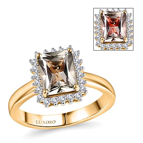 Luxoro 14K Yellow Gold AAA Turkizite, White Diamond I2 Main Stone With Side Stone Ring, Gold Wt.3.5 Gms  3.047  Ct.