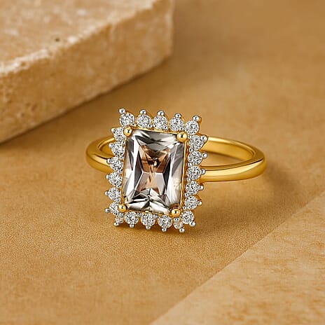 Luxoro 14K Yellow Gold AAA Turkizite, White Diamond I2 Main Stone With Side Stone Ring, Gold Wt.3.5 Gms  3.047  Ct.