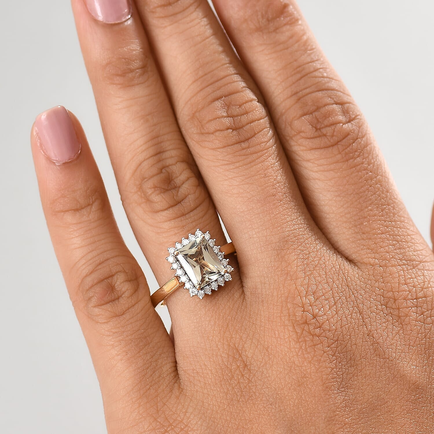 Luxoro 14K Yellow Gold AAA Turkizite, White Diamond I2 Main Stone With Side Stone Ring, Gold Wt.3.5 Gms  3.047  Ct.