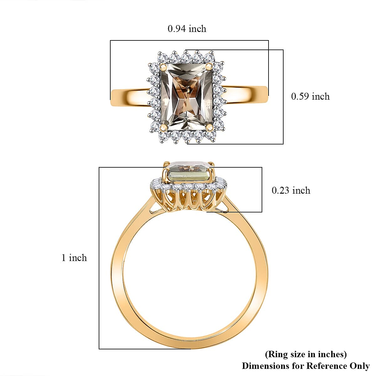 Luxoro 14K Yellow Gold AAA Turkizite, White Diamond I2 Main Stone With Side Stone Ring, Gold Wt.3.5 Gms  3.047  Ct.