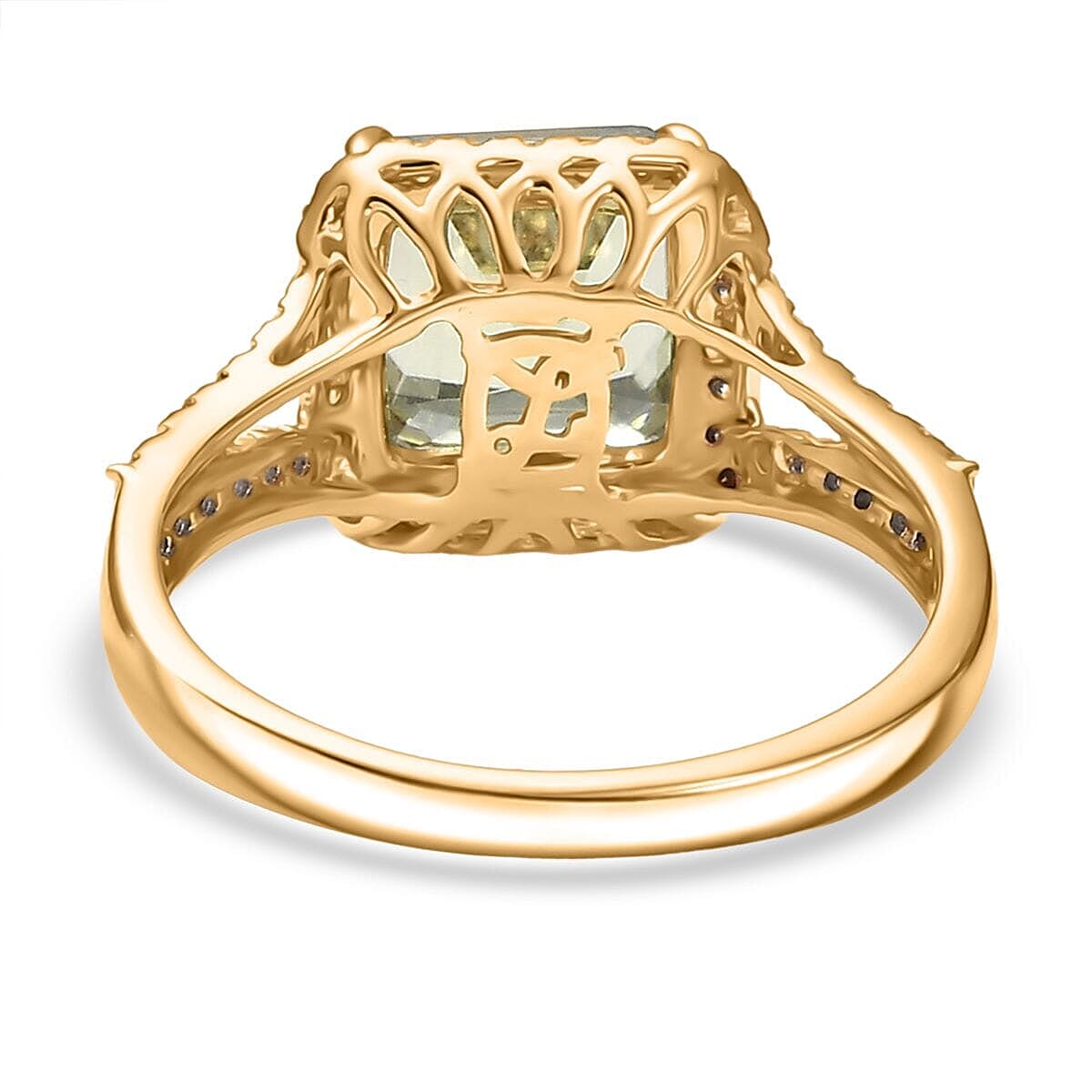 Luxoro 14K Yellow Gold AAA Turkizite, White Diamond I2 Main Stone With Side Stone Ring, Gold Wt.4.81 Gms 5.162 Ct. Luxoro 14K Yellow Gold AAA Turkizite, White Diamond I2 Main Stone With Side Stone Ring, Gold Wt.4.81 Gms 5.162 Ct.