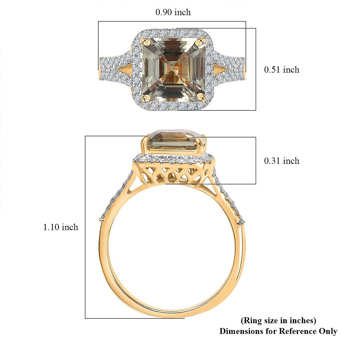Luxoro 14K Yellow Gold AAA Turkizite, White Diamond I2 Main Stone With Side Stone Ring, Gold Wt.4.81 Gms 5.162 Ct. Luxoro 14K Yellow Gold AAA Turkizite, White Diamond I2 Main Stone With Side Stone Ring, Gold Wt.4.81 Gms 5.162 Ct.