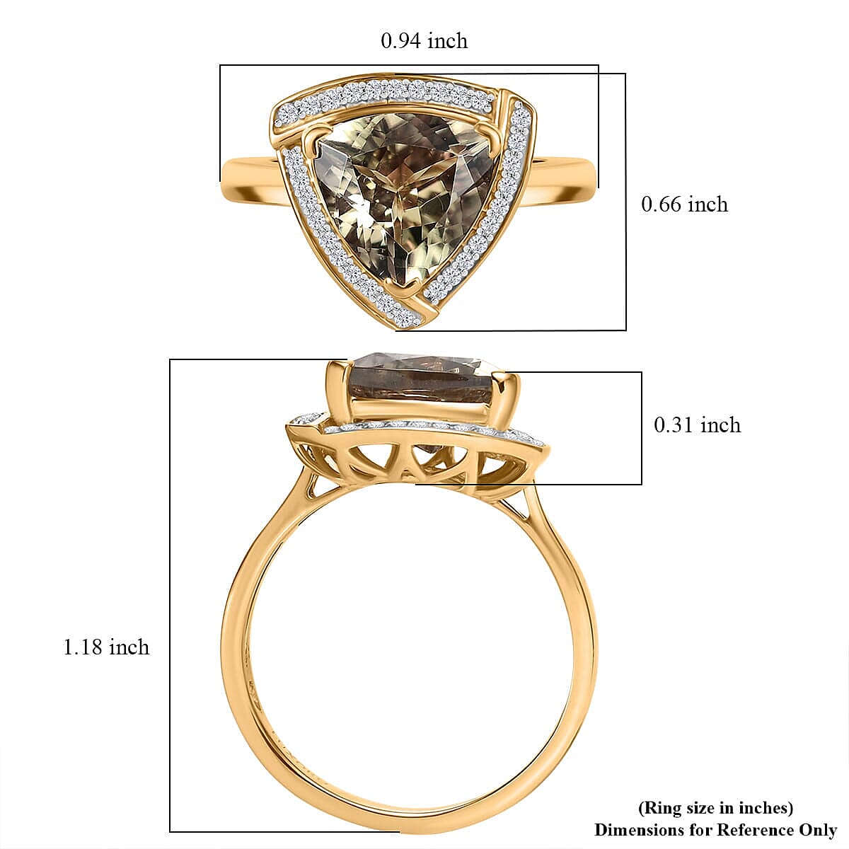 Luxoro 14K Yellow Gold AAA Turkizite, White Diamond I2 Main Stone With Side Stone Ring, Gold Wt.3.5 Gms  4.159  Ct.