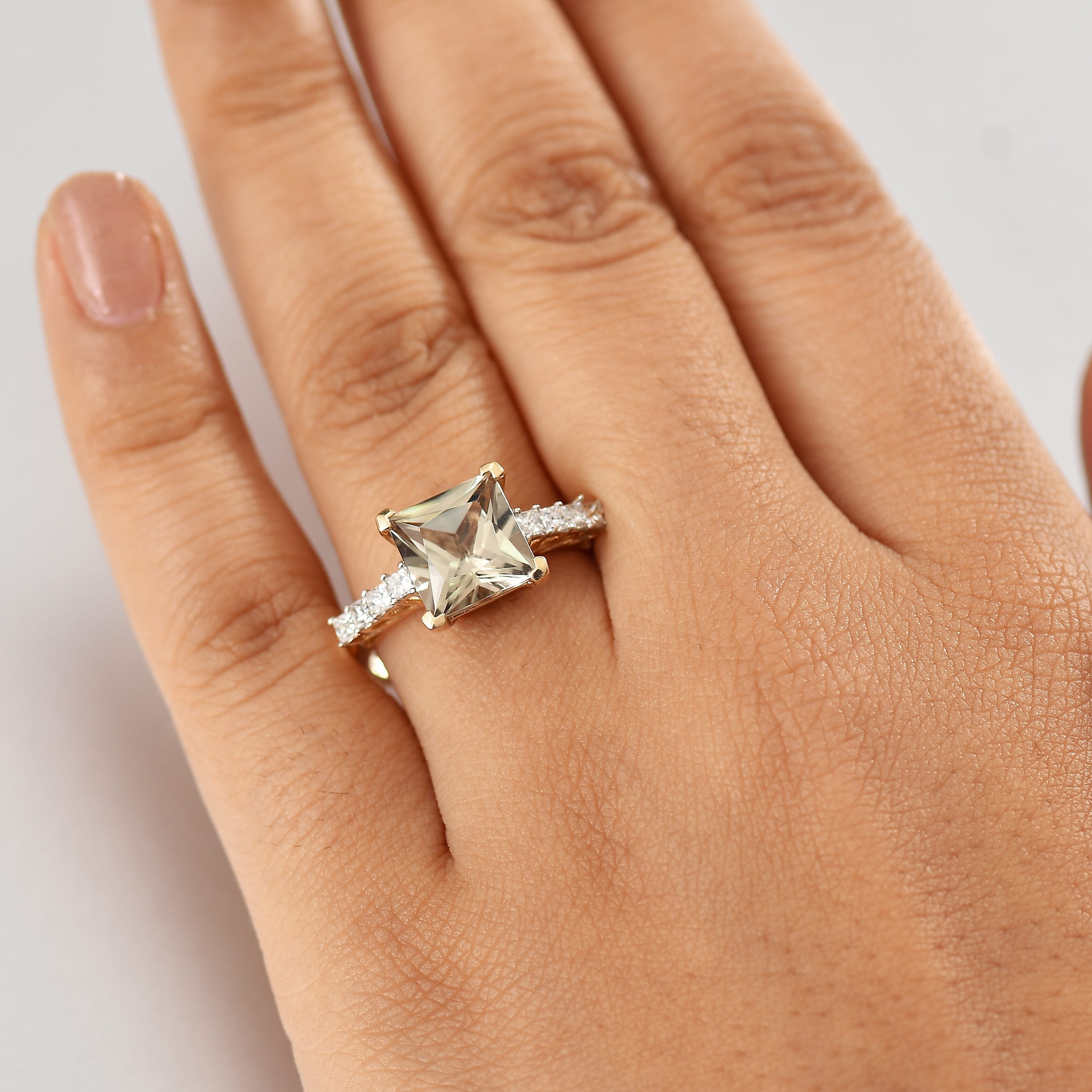 Luxoro 14K Yellow Gold AAA Turkizite, White Diamond I2 Main Stone With Side Stone Ring, Gold Wt.3.5 Gms  4.738  Ct.