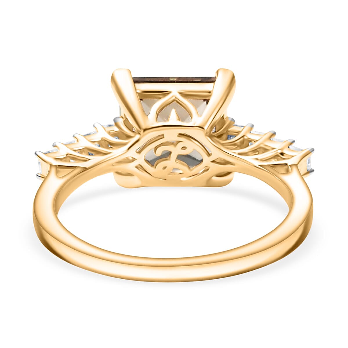 Luxoro 14K Yellow Gold AAA Turkizite, White Diamond I2 Main Stone With Side Stone Ring, Gold Wt.3.5 Gms  4.738  Ct.