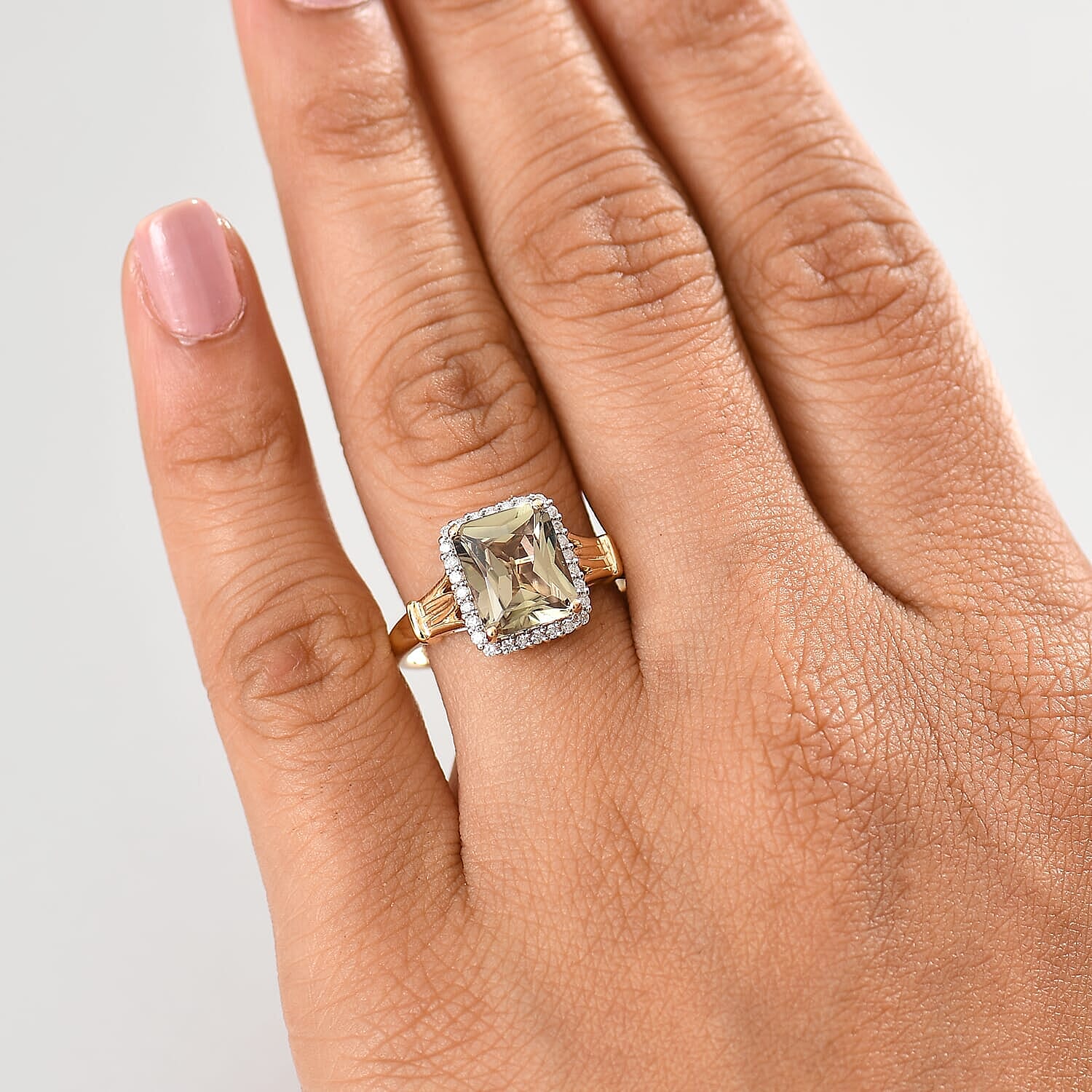 Luxoro 14K Yellow Gold AAA Turkizite, White Diamond I2 Main Stone With Side Stone Ring, Gold Wt.3.5 Gms  4.299  Ct.