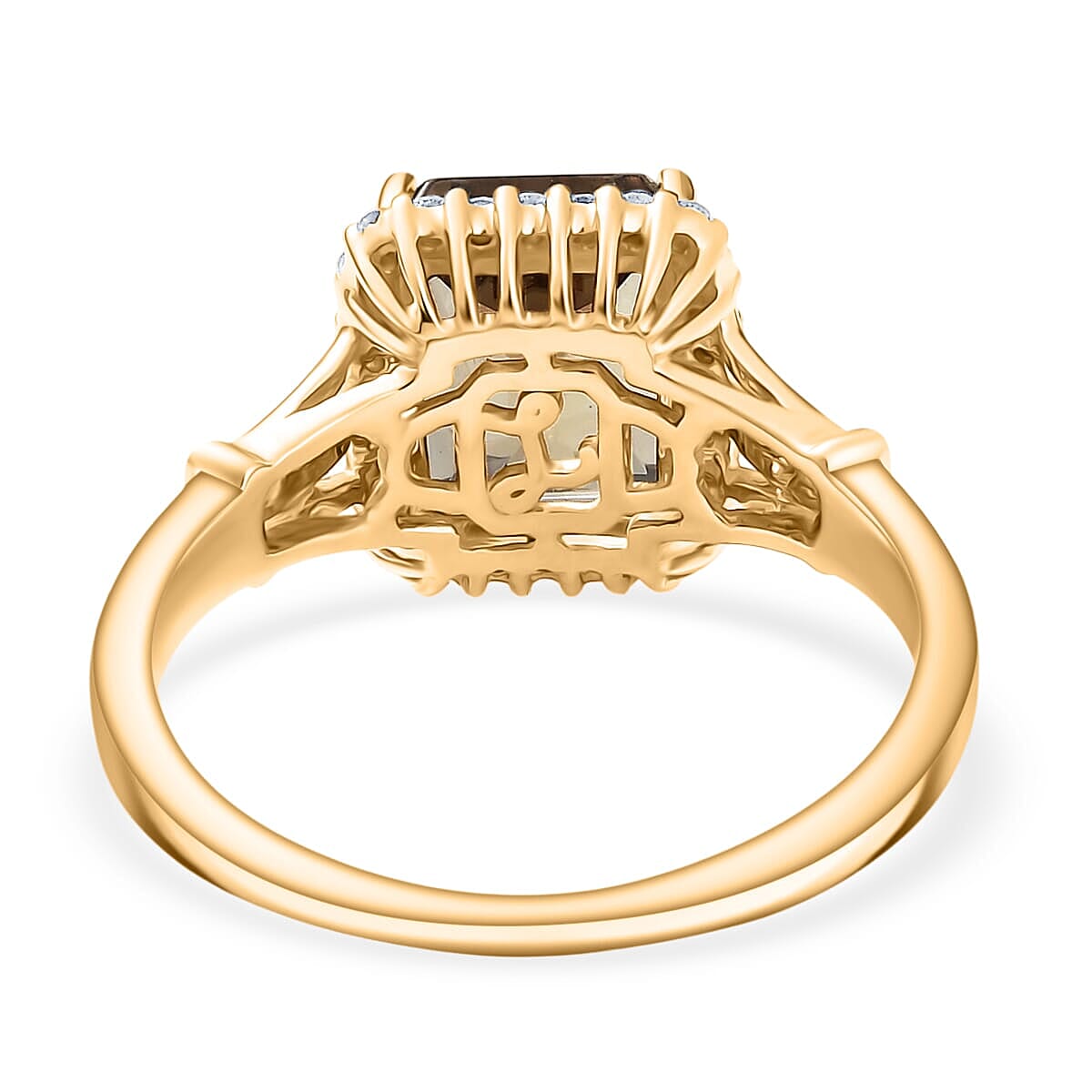 Luxoro 14K Yellow Gold AAA Turkizite, White Diamond I2 Main Stone With Side Stone Ring, Gold Wt.3.5 Gms  4.299  Ct.