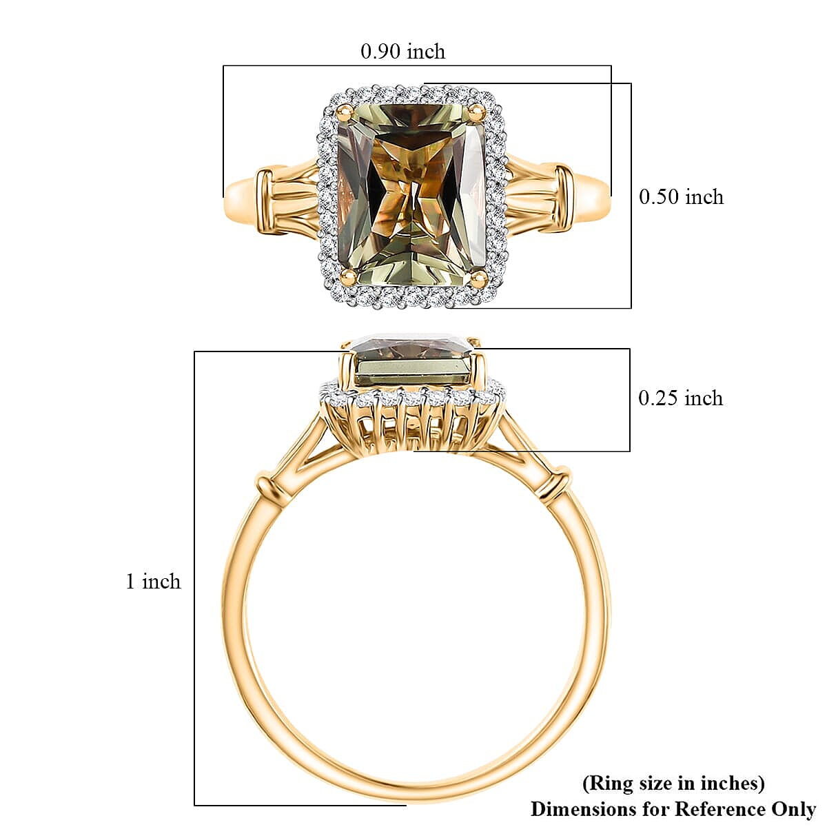 Luxoro 14K Yellow Gold AAA Turkizite, White Diamond I2 Main Stone With Side Stone Ring, Gold Wt.3.5 Gms  4.299  Ct.