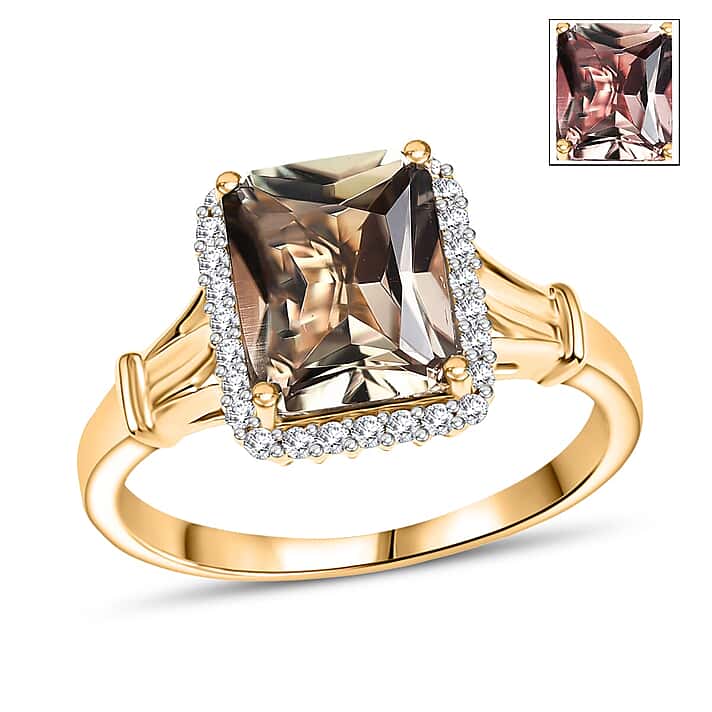 Certified & Appraised LUXORO 14K Yellow Gold AAA Turkizite, White Diamond I2 Halo Ring, 4.29 Ct.