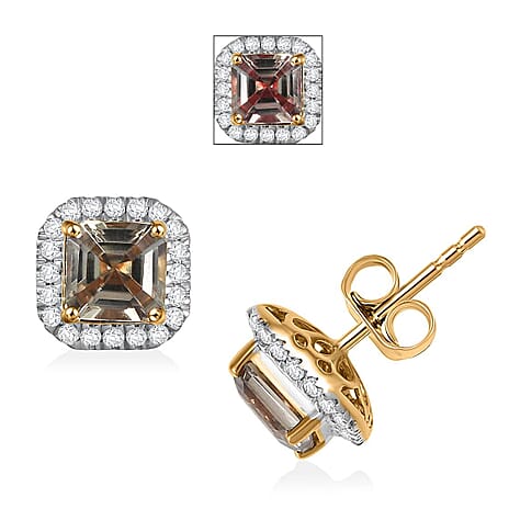 Luxoro 14K Yellow Gold AAA Turkizite, White Diamond I2 Main Stone With Side Stone Earring, Gold Wt.2.44 Gms  3.000  Ct.