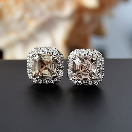 Luxoro 14K Yellow Gold AAA Turkizite, White Diamond I2 Main Stone With Side Stone Earring, Gold Wt.2.44 Gms  3.000  Ct.