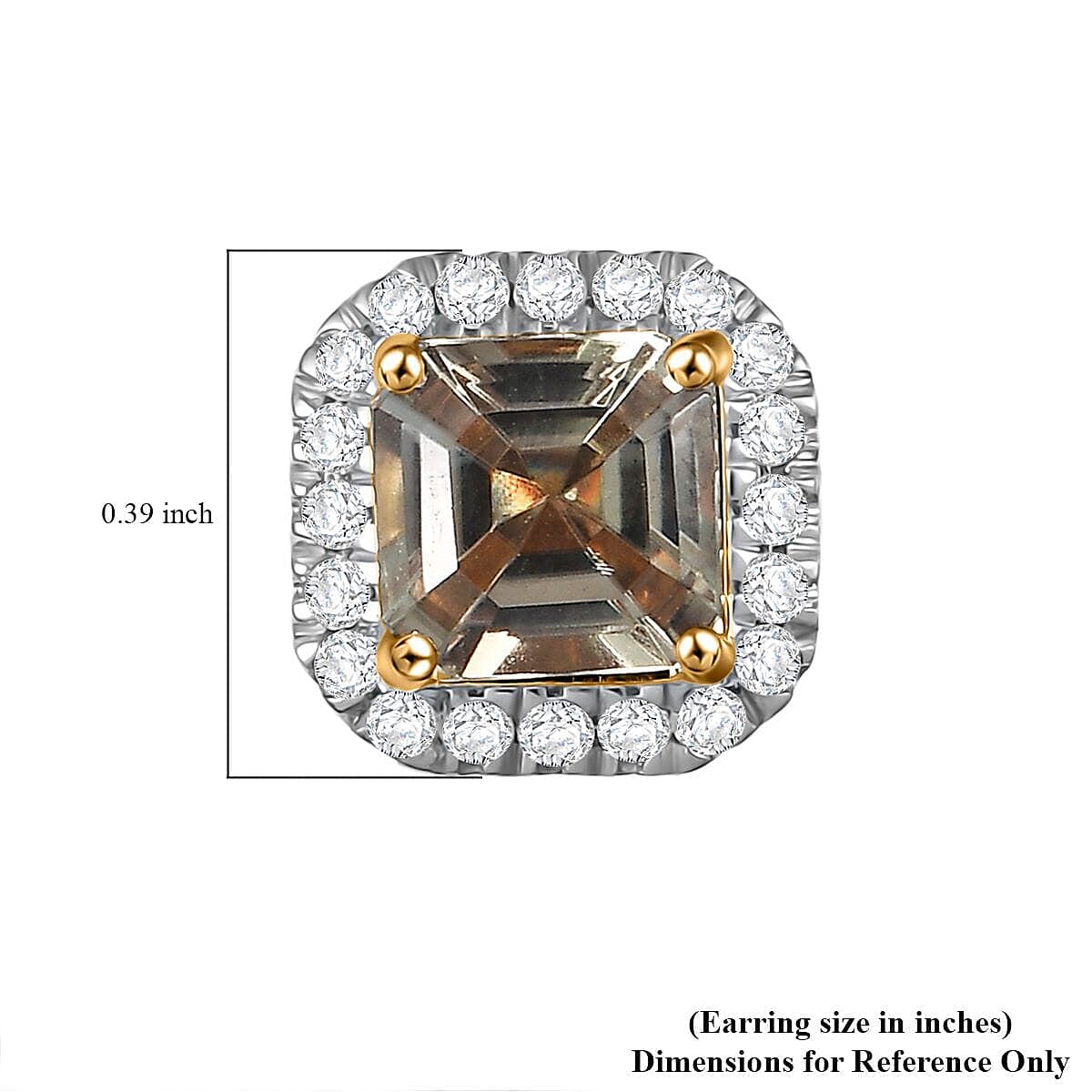 Luxoro 14K Yellow Gold AAA Turkizite, White Diamond I2 Main Stone With Side Stone Earring, Gold Wt.2.44 Gms 3.000 Ct. Luxoro 14K Yellow Gold AAA Turkizite, White Diamond I2 Main Stone With Side Stone Earring, Gold Wt.2.44 Gms 3.000 Ct.