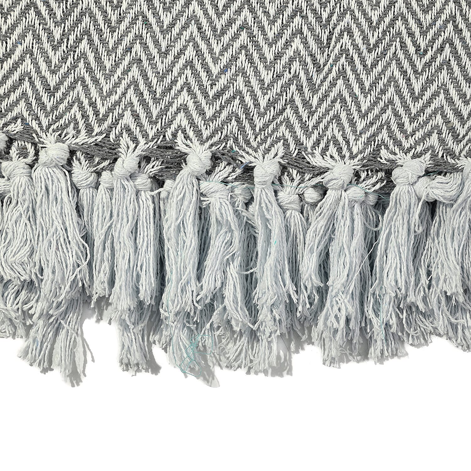 Cotton Chevron Throw Blanket (Size 130 x 160 cm) - Grey