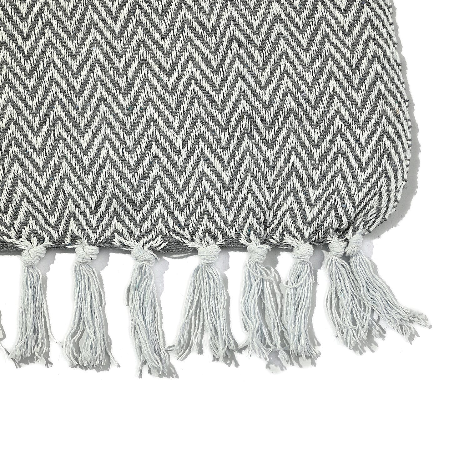 Cotton Chevron Throw Blanket (Size 130 x 160 cm) - Grey