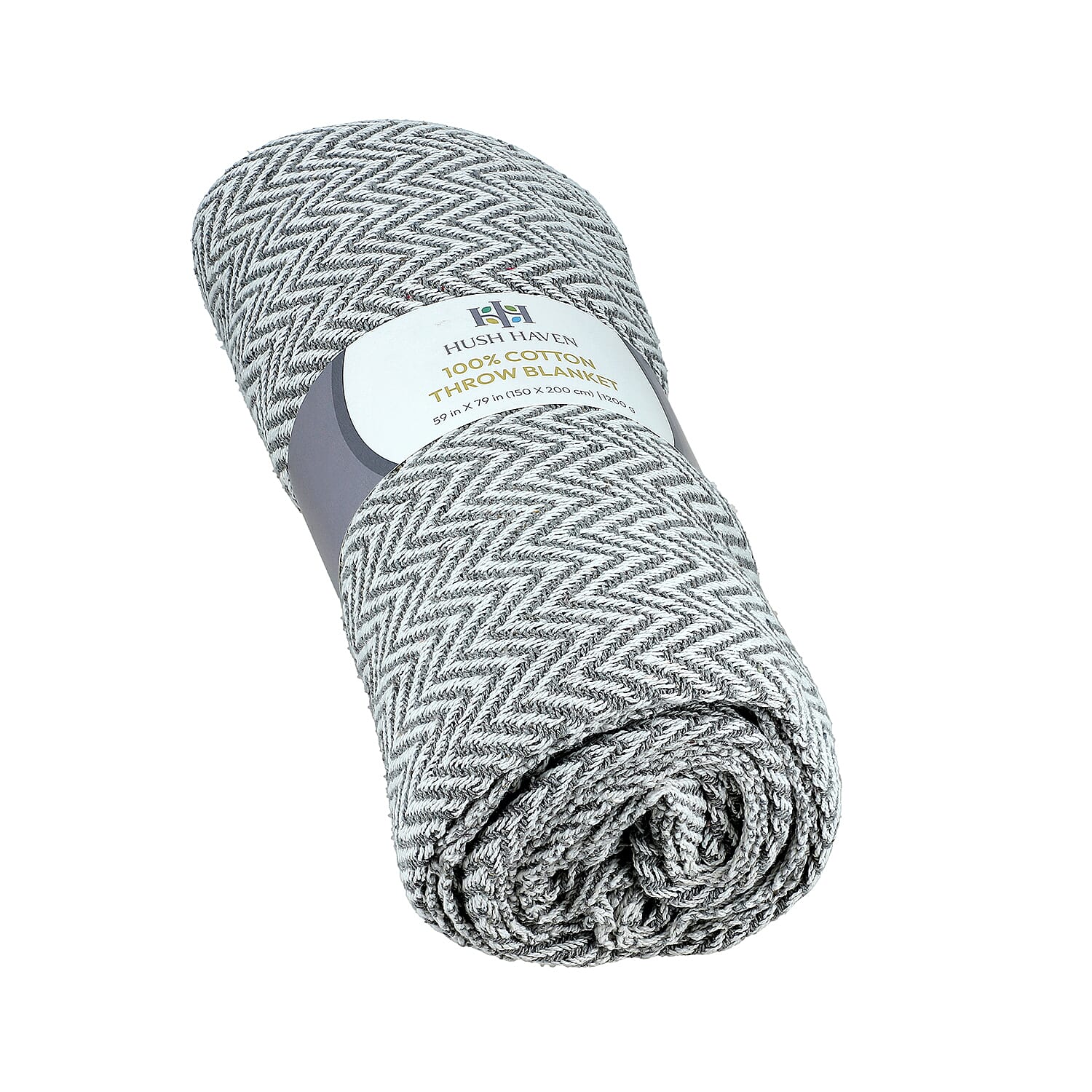 Cotton Chevron Throw Blanket (Size 130 x 160 cm) - Grey