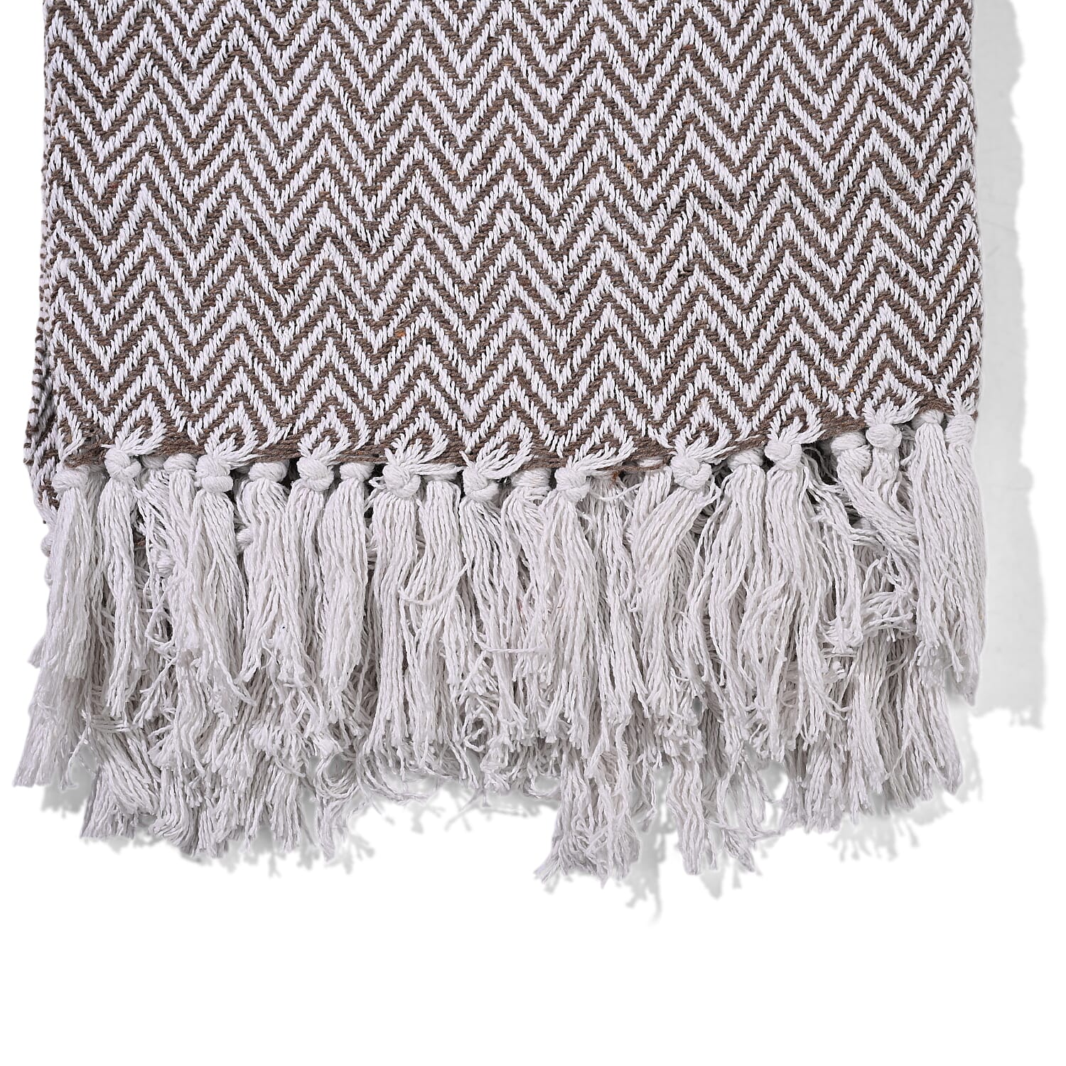Homesmart Cotton Chevron Throw Blanket (Size 130 x 160 cm) - Taupe & Grey