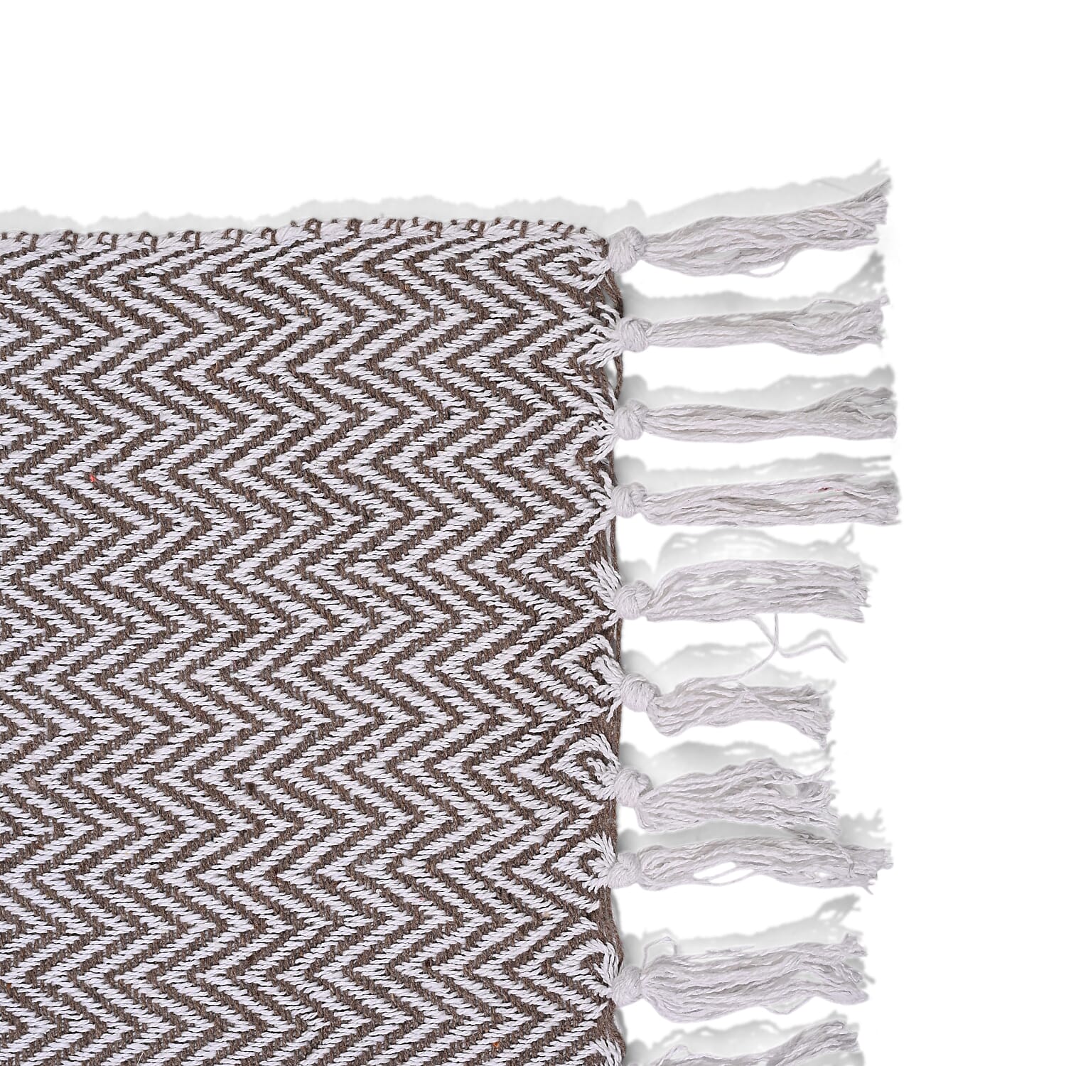 Homesmart Cotton Chevron Throw Blanket (Size 130 x 160 cm) - Taupe & Grey