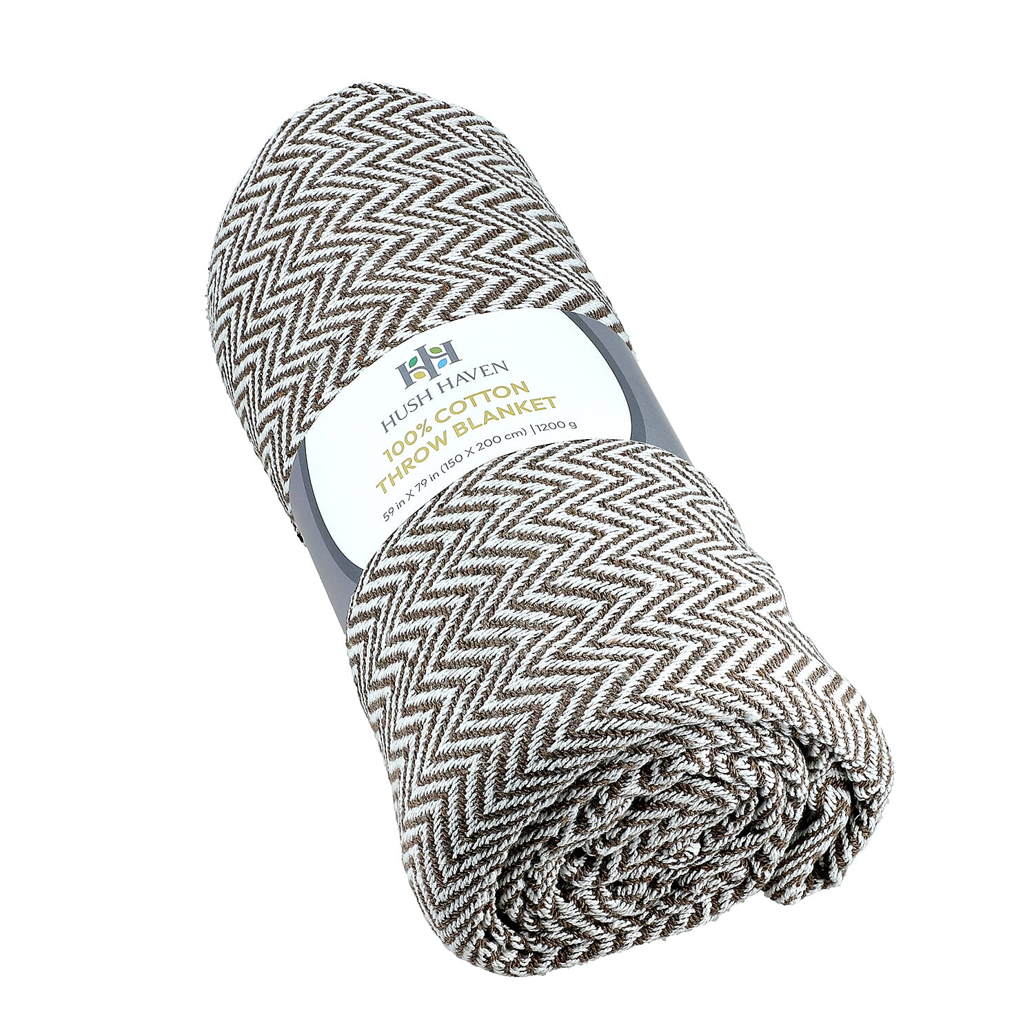 Homesmart Cotton Chevron Throw Blanket (Size 130 x 160 cm) - Taupe & Grey