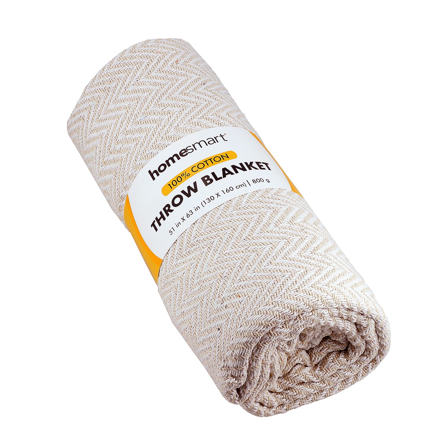 Homesmart Cotton Chevron Throw Blanket (Size 130 x160 cm) - Cream & Grey