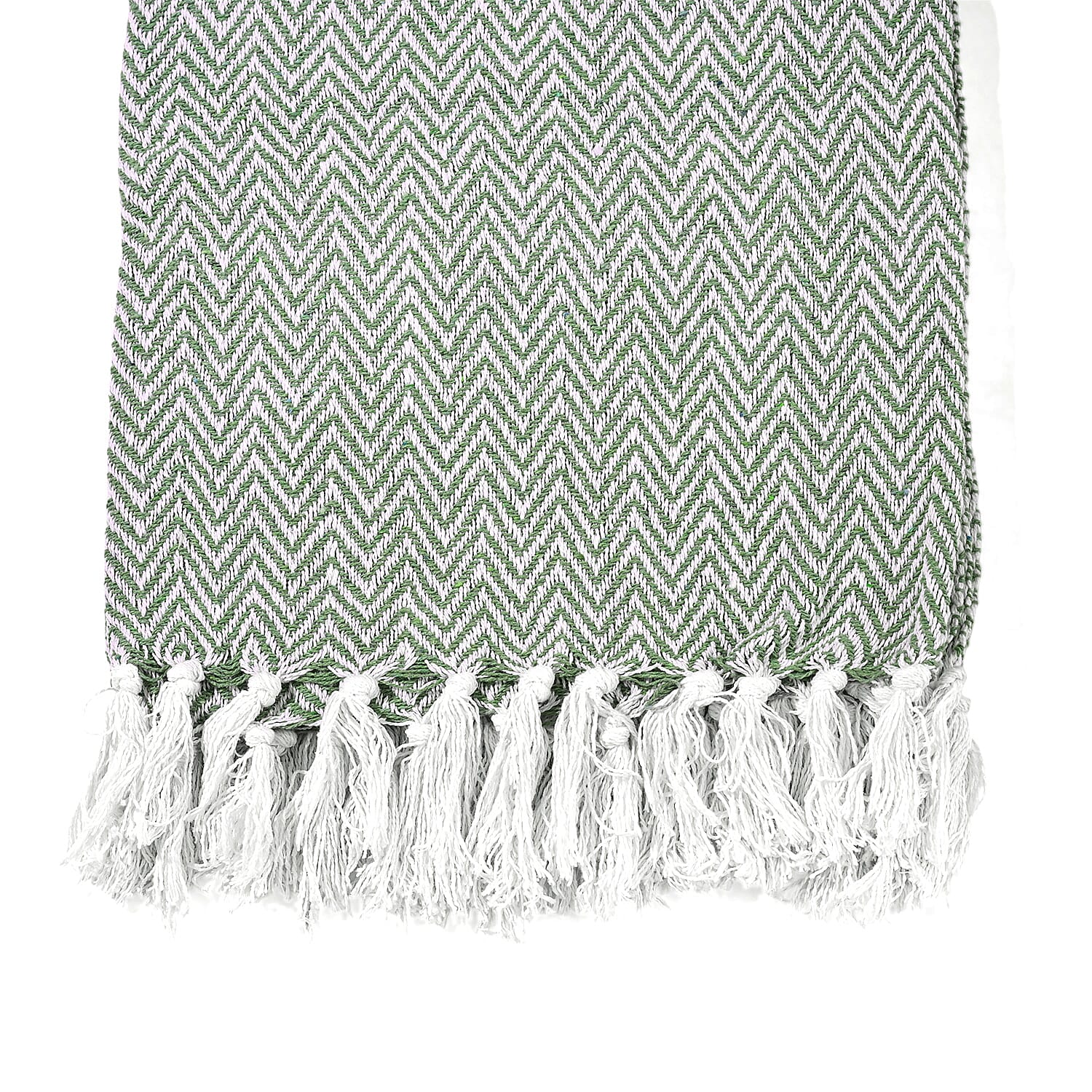 Homesmart Cotton Chevron Throw Blanket (Size 130 x160 cm) - Sage Green & Grey