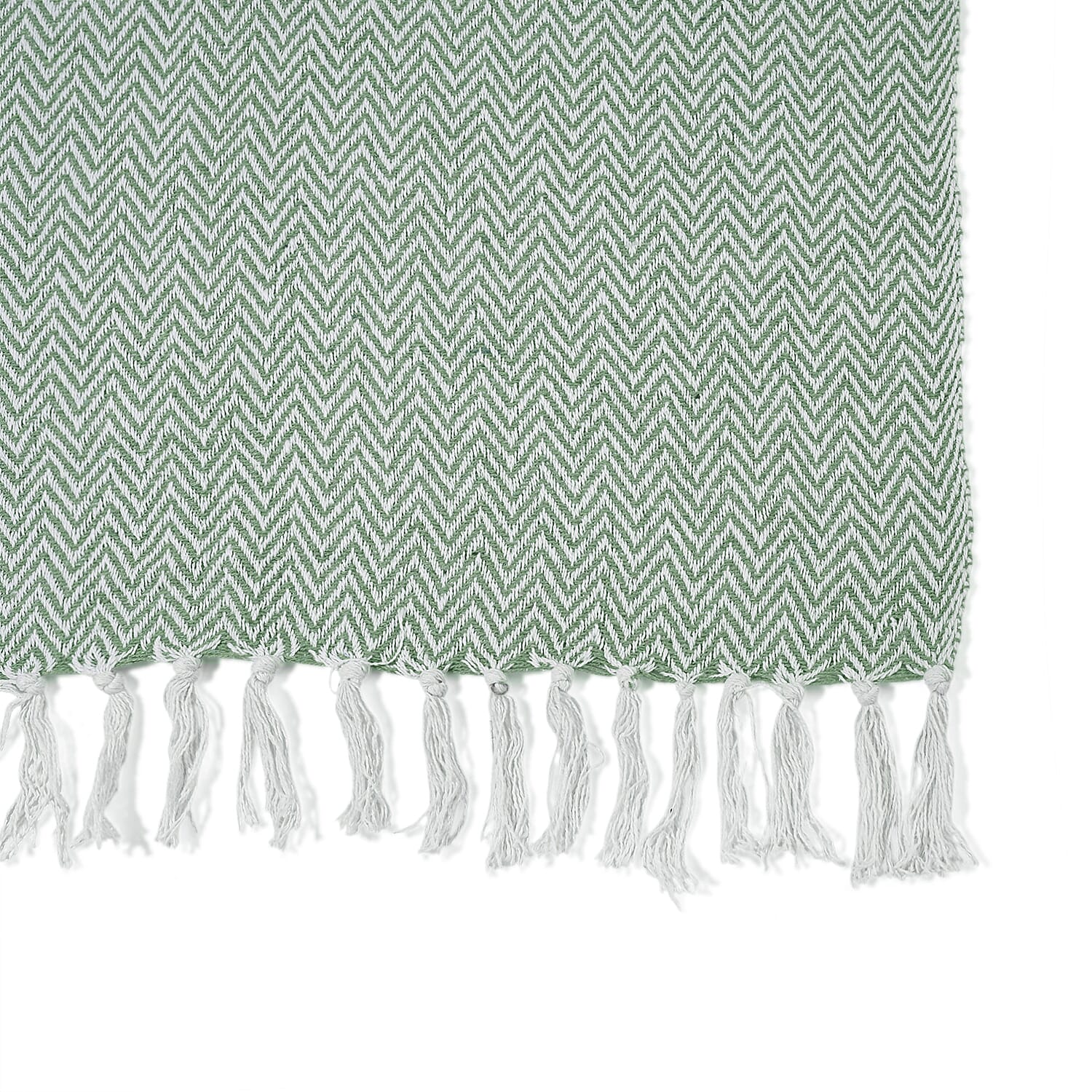 Homesmart Cotton Chevron Throw Blanket (Size 130 x160 cm) - Sage Green & Grey