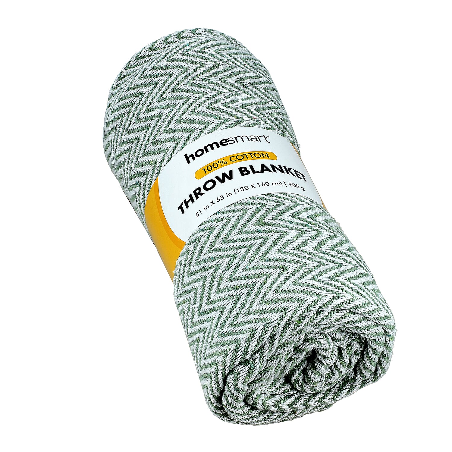 Homesmart Cotton Chevron Throw Blanket (Size 130 x160 cm) - Sage Green & Grey