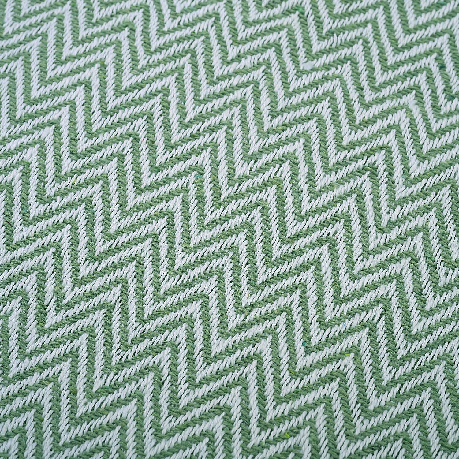 Homesmart Cotton Chevron Throw Blanket (Size 130 x160 cm) - Sage Green & Grey