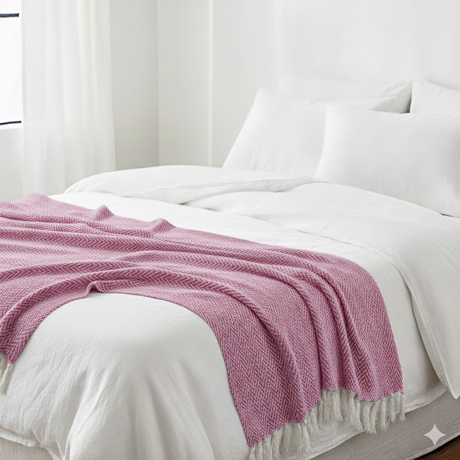 Homesmart Cotton Chevron Throw Blanket (Size 130 x160 cm) - Light pink & Grey