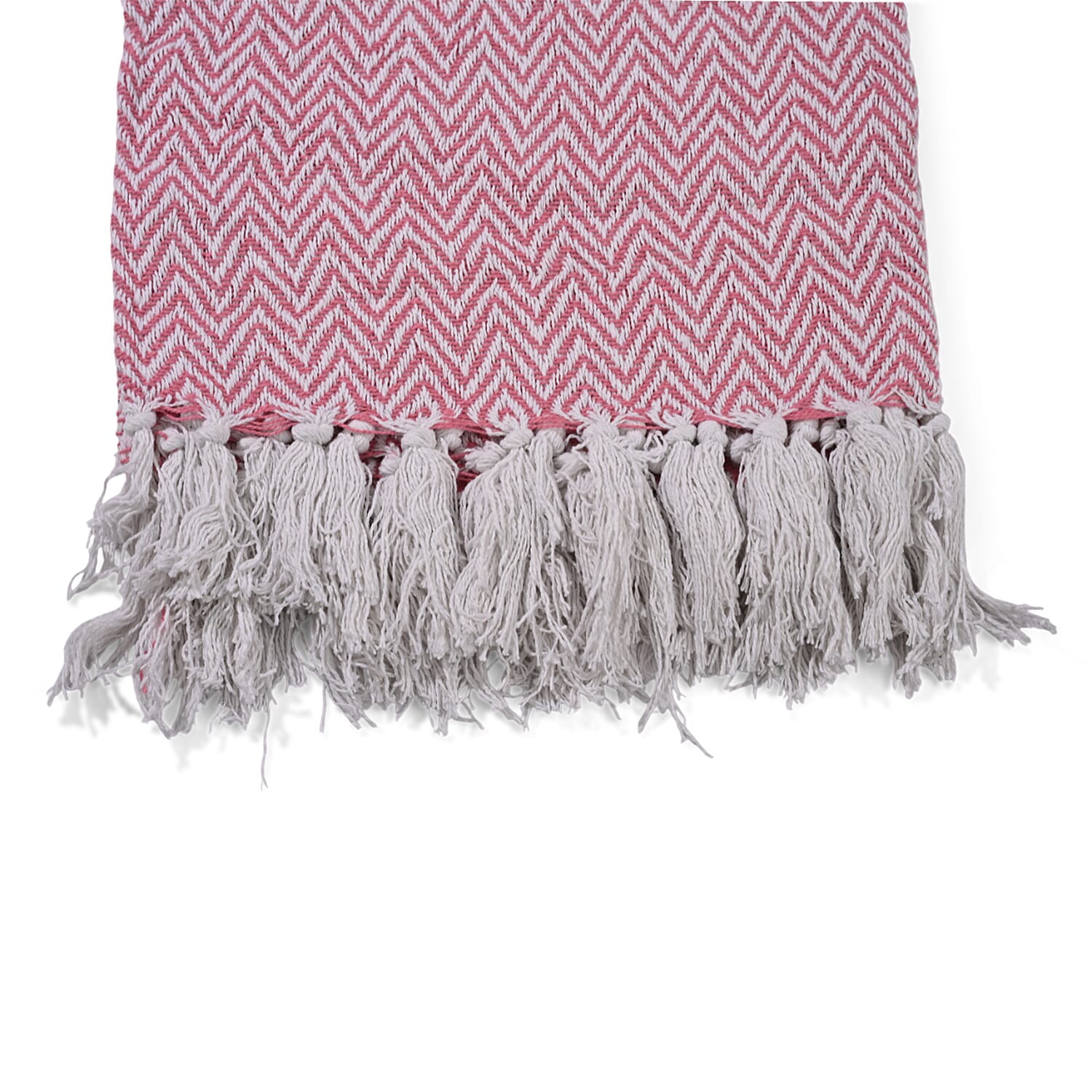 Homesmart Cotton Chevron Throw Blanket (Size 130 x160 cm) - Light pink & Grey
