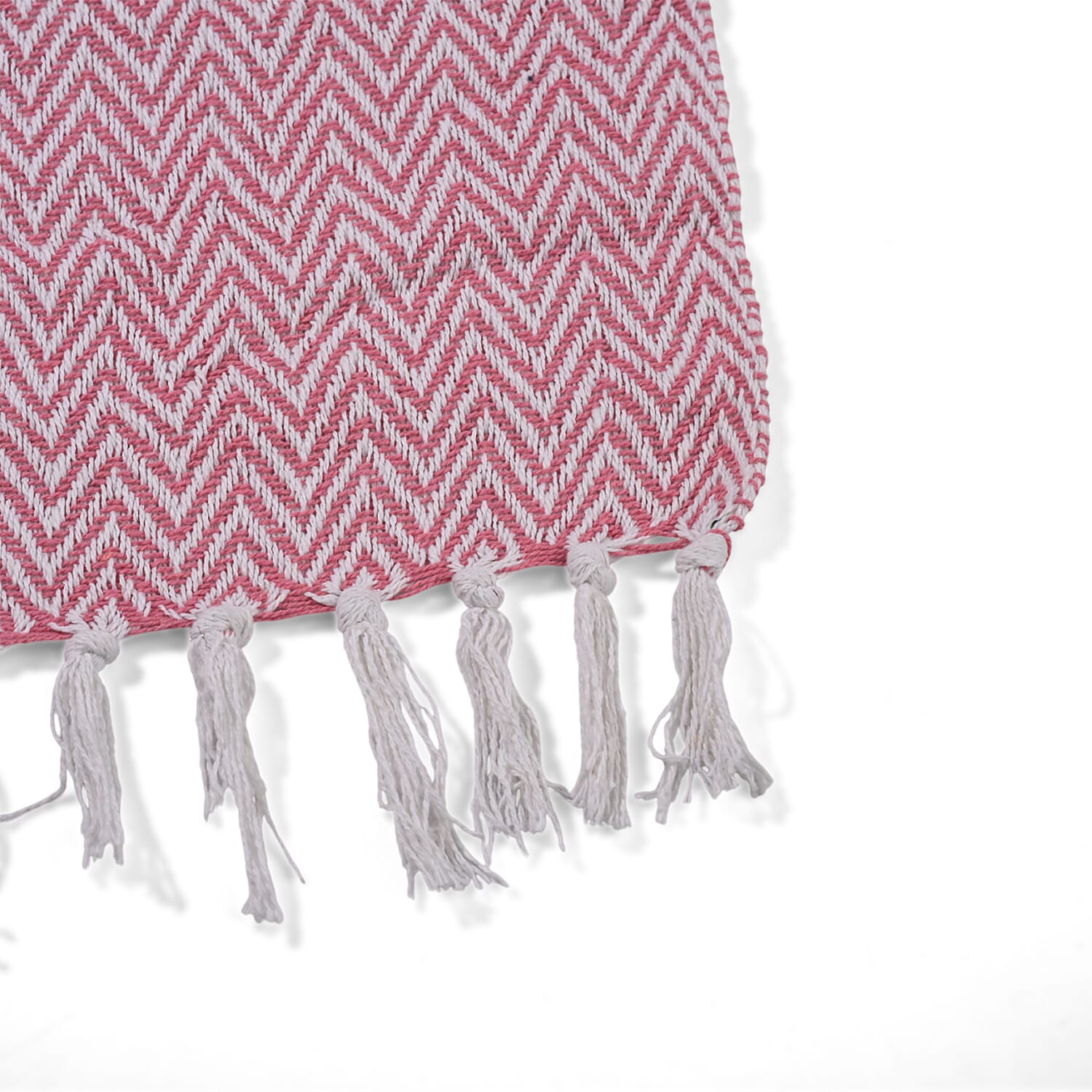 Homesmart Cotton Chevron Throw Blanket (Size 130 x160 cm) - Light pink & Grey