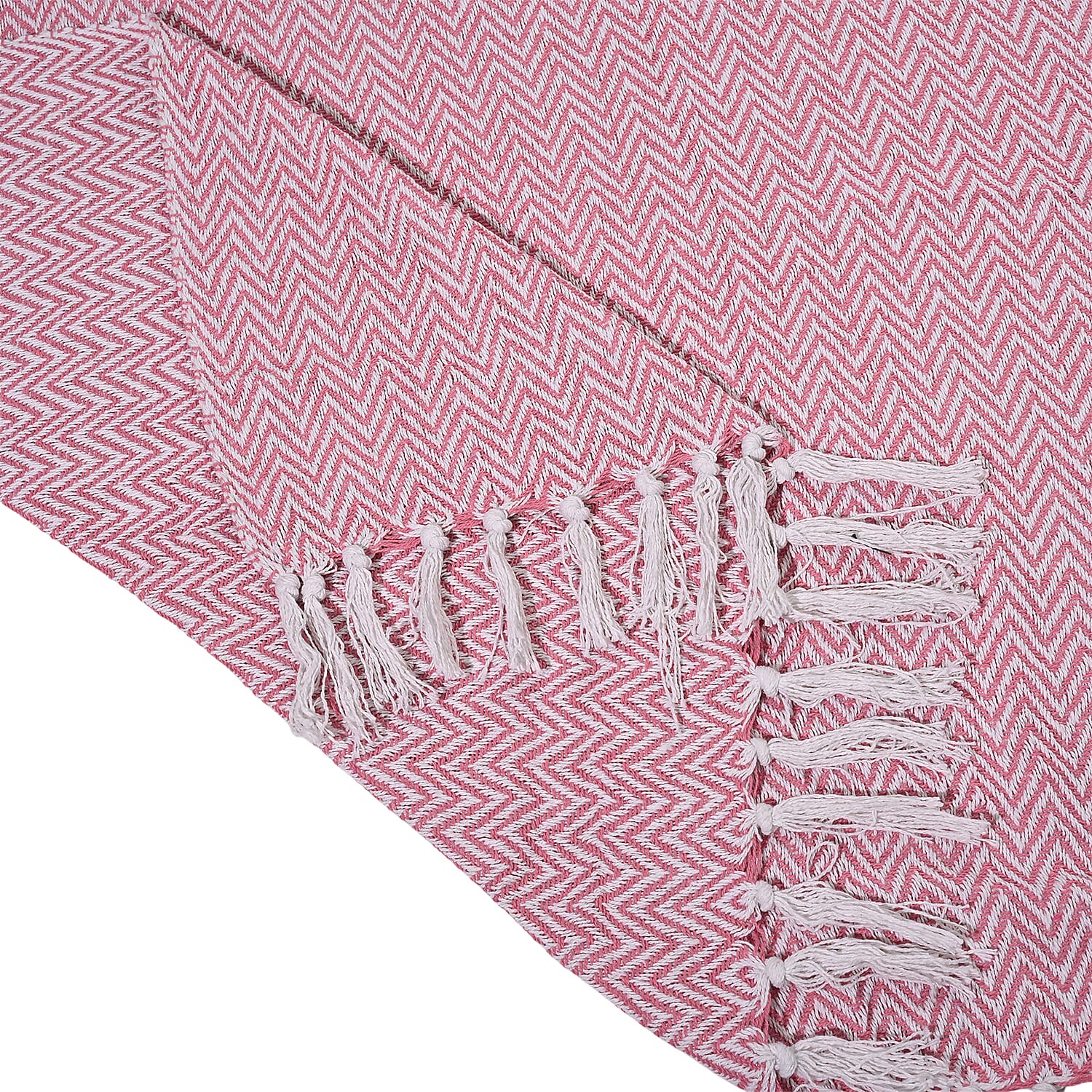 Homesmart Cotton Chevron Throw Blanket (Size 130 x160 cm) - Light pink & Grey