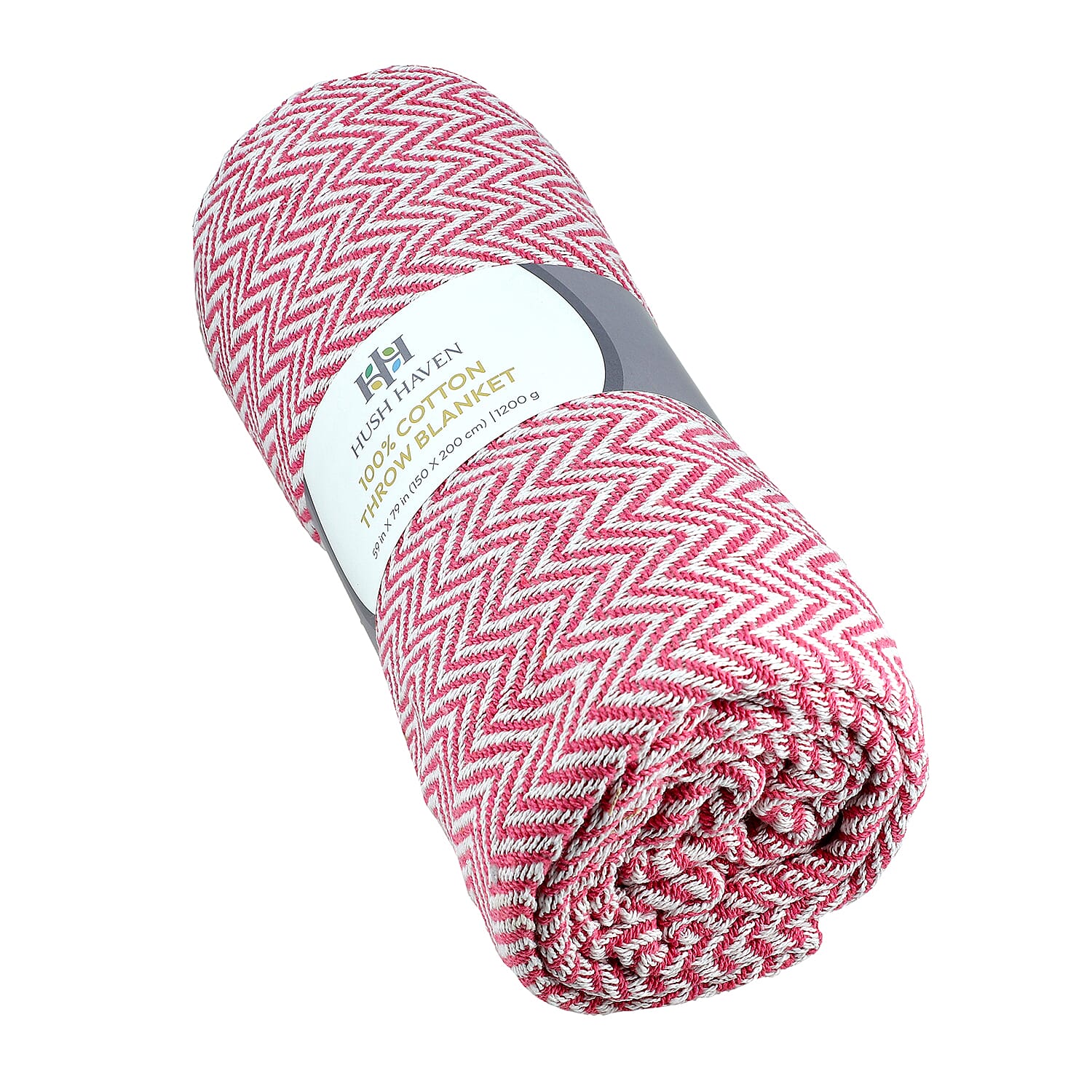 Homesmart Cotton Chevron Throw Blanket (Size 130 x160 cm) - Light pink & Grey