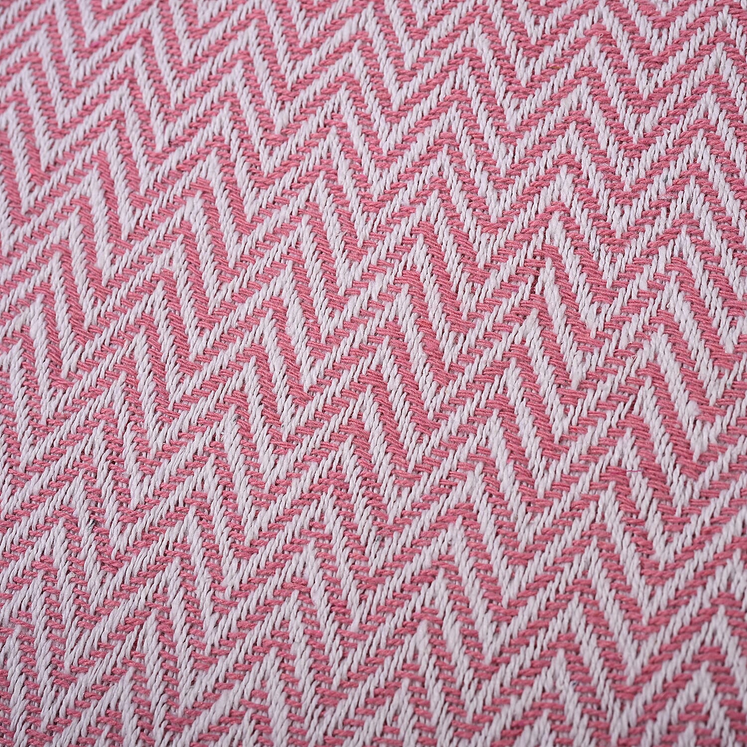 Homesmart Cotton Chevron Throw Blanket (Size 130 x160 cm) - Light pink & Grey