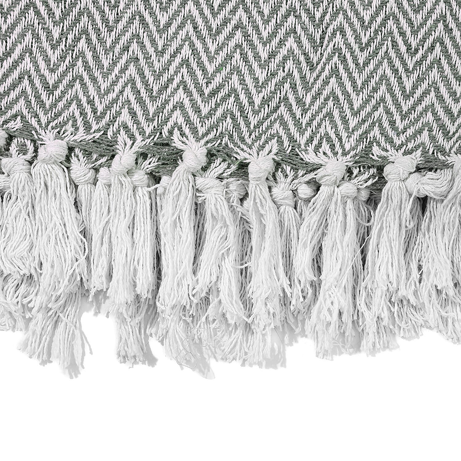 Hush Heaven 100% Soft Cotton Chevron Weaved Throw Blanket (200x150cm) - Grey