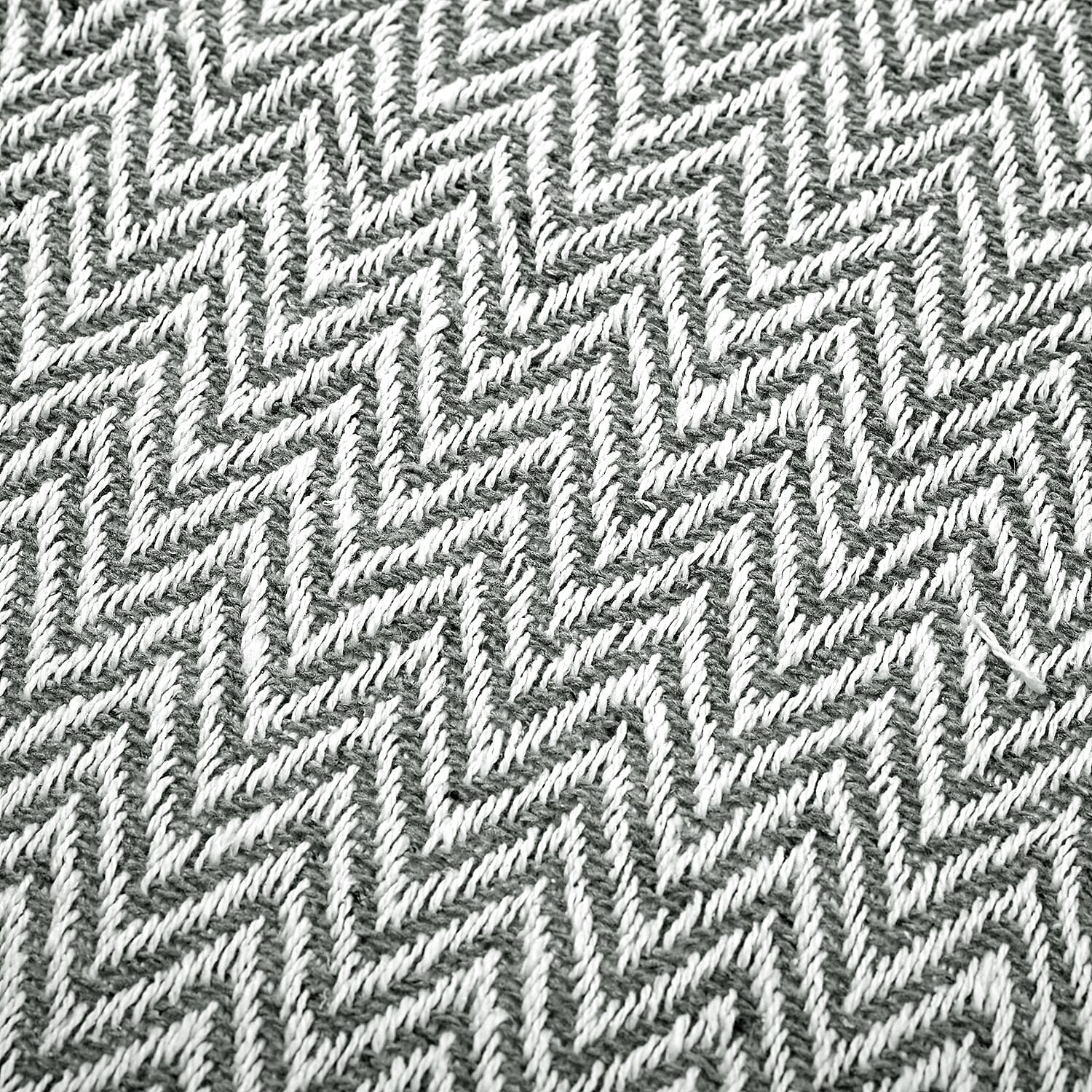 Hush Heaven 100% Soft Cotton Chevron Weaved Throw Blanket (200x150cm) - Grey