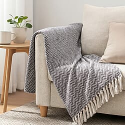 Hush Heaven 100% Soft Cotton Chevron Weaved Throw Blanket (200x150cm) - Taupe