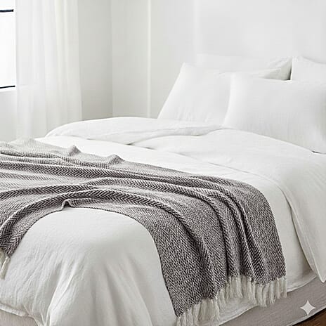 Homesmart Cotton Chevron Throw Blanket (Size 150x1 cm) - Taupe & Grey