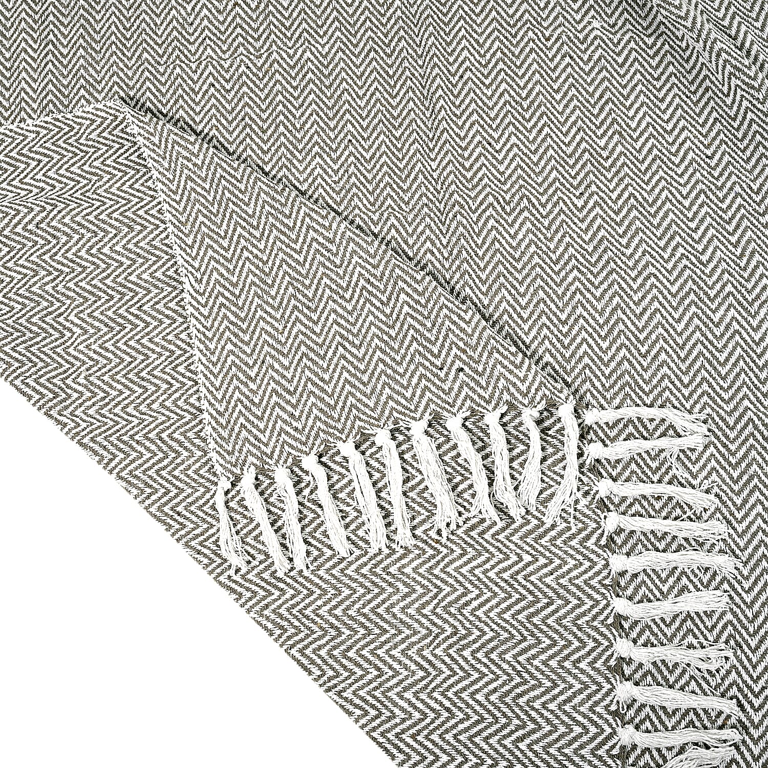Hush Heaven 100% Soft Cotton Chevron Weaved Throw Blanket (200x150cm) - Taupe