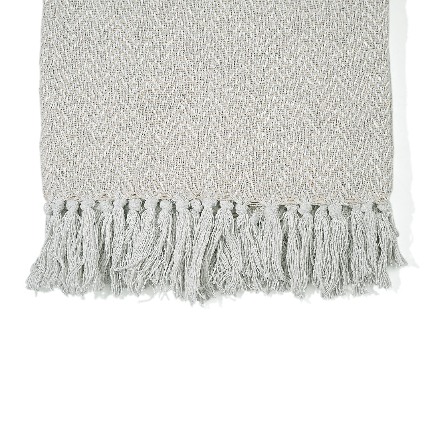 Hush Heaven 100% Soft Cotton Chevron Weaved Throw Blanket (200x150cm) - Cream