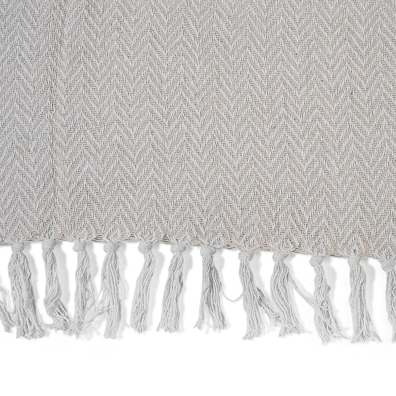 Hush Heaven 100% Soft Cotton Chevron Weaved Throw Blanket (200x150cm) - Cream