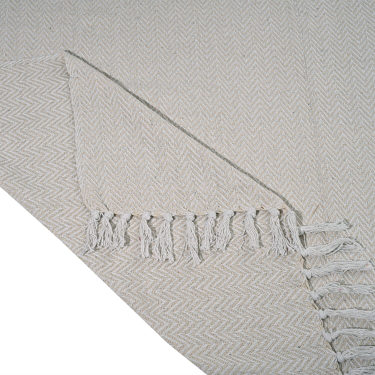Hush Heaven 100% Soft Cotton Chevron Weaved Throw Blanket (200x150cm) - Cream