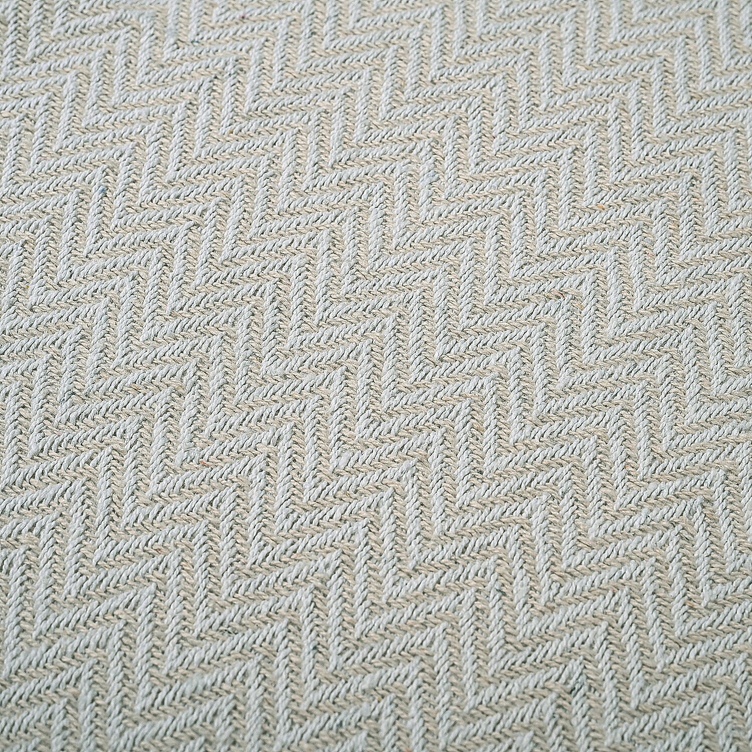 Hush Heaven 100% Soft Cotton Chevron Weaved Throw Blanket (200x150cm) - Cream