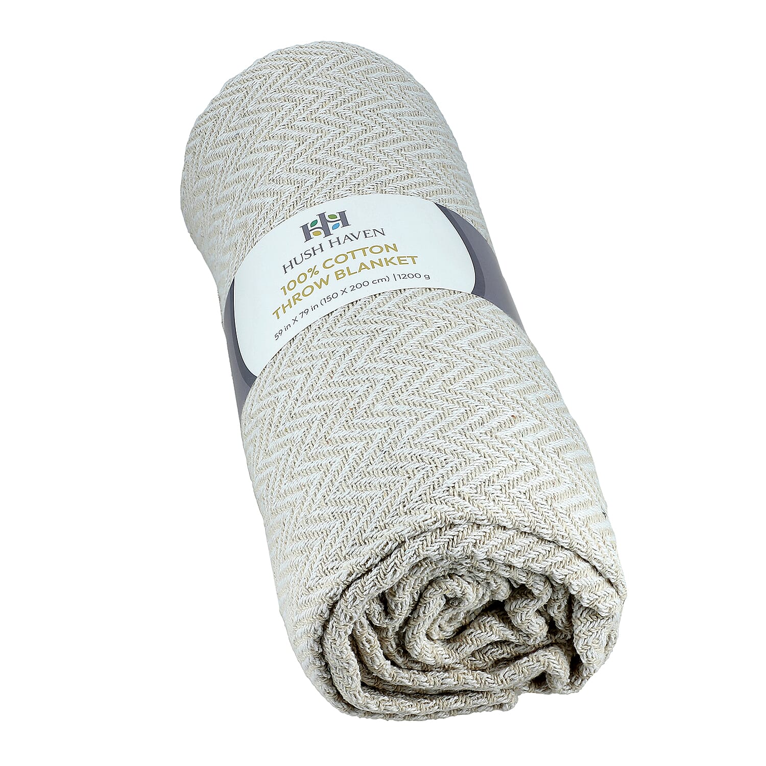 Hush Heaven 100% Soft Cotton Chevron Weaved Throw Blanket (200x150cm) - Cream