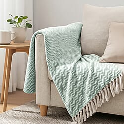 Hush Heaven 100% Soft Cotton Chevron Weaved Throw Blanket (200x150cm) - Light Pink