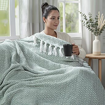 https://tjcuk.sirv.com/Products/81/2/8129575/Homesmart-Cotton-Chevron-Throw-Blanket-Size-150x1-cm-Sage-Green-Grey_8129575_1.jpg?w=342&h=342