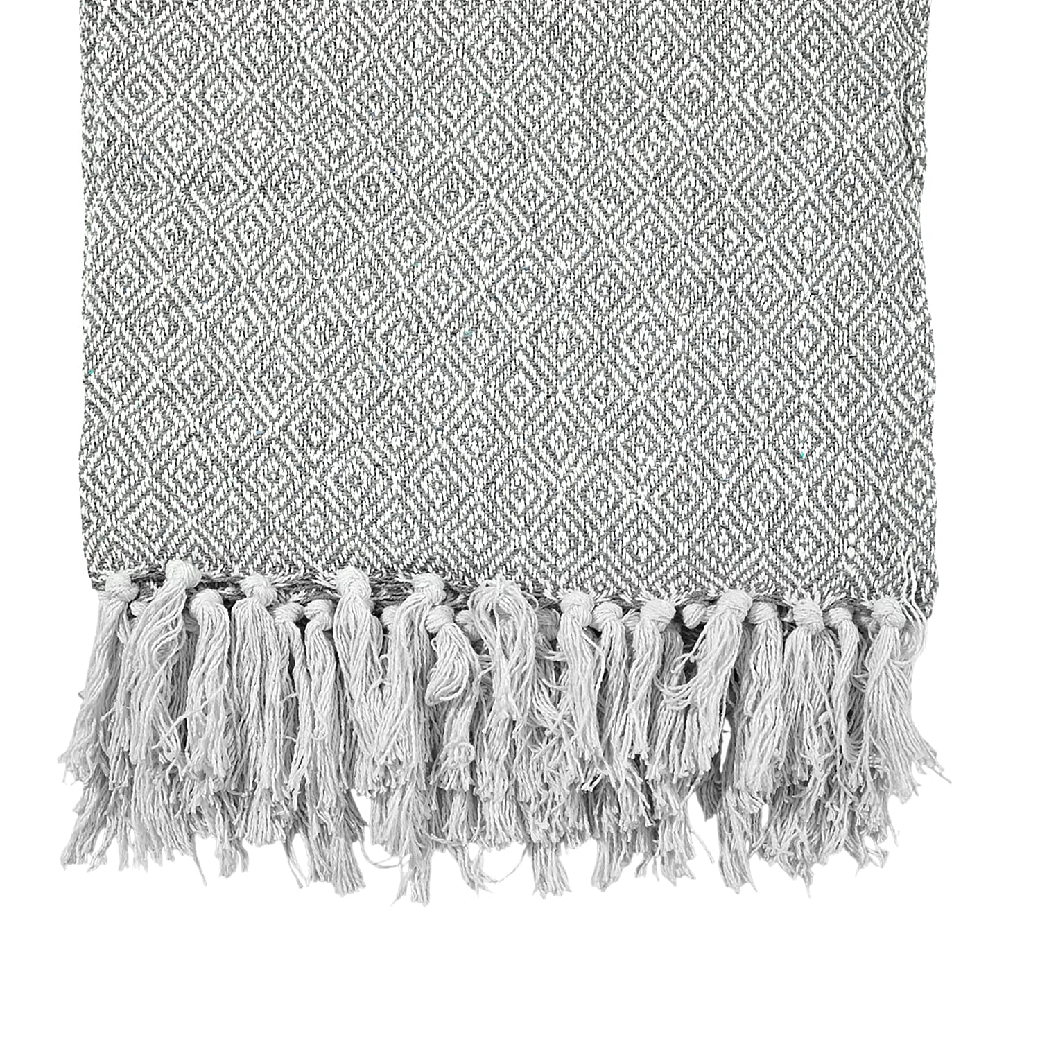 Hush Heaven 100% Soft Cotton Diamond Weaved Throw Blanket (200x150cm) - Grey