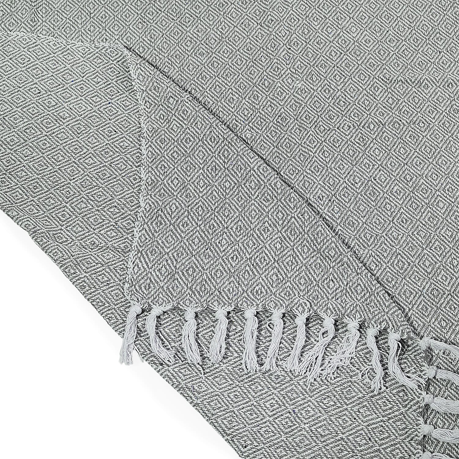 Hush Heaven 100% Soft Cotton Diamond Weaved Throw Blanket (200x150cm) - Grey